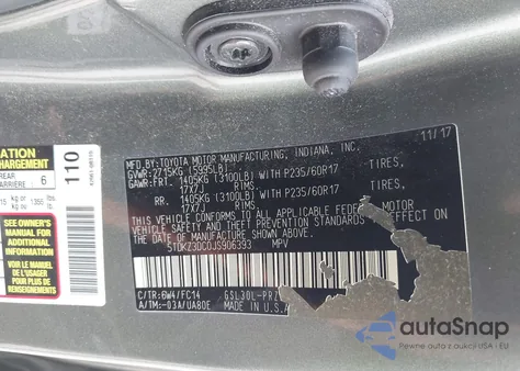 2018 Toyota Sienna Le 8 Passenger из США, поврежденный, VIN 5TDKZ3DC0JS906393